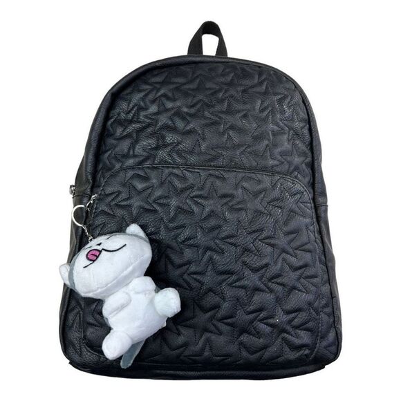 Arizona Jean Co. Women's Black Faux Leather Black Star Quilted Dome Backpack Bag - Picture 1 of 9